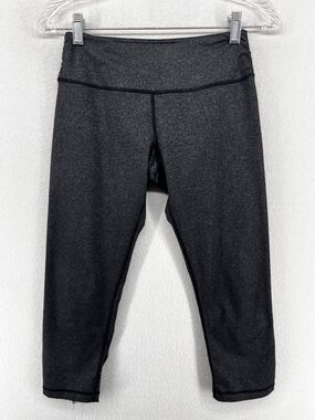 LULULEMON Leggings Womens 4 Cardio Kick Crop Gym Stretch Zip Back Heather Gray